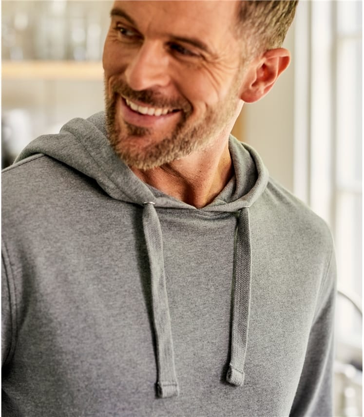 Grey Marl Pure Cotton Mens Jersey Hoodie