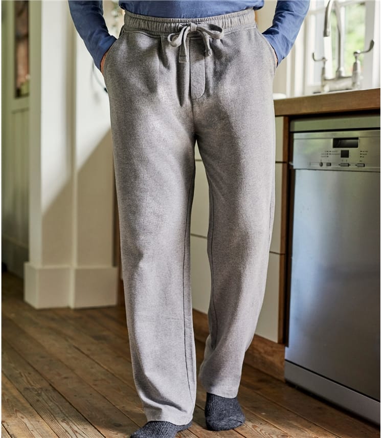 Grey Marl Pure Cotton Mens Jersey Joggers