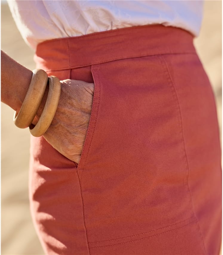 Washed Terracotta Womens Cotton Chino Skirt WoolOvers AU