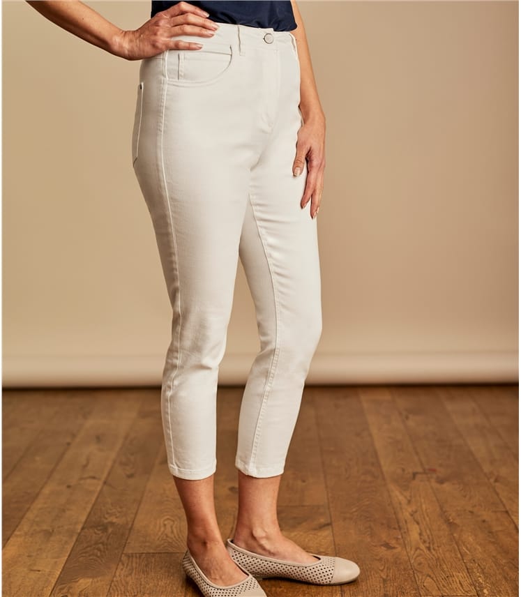 Off White Womens Cropped Colour Jeans Woolovers Uk