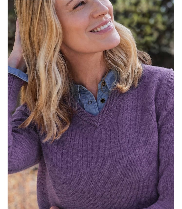 Womens Lambswool V Neck Sweater