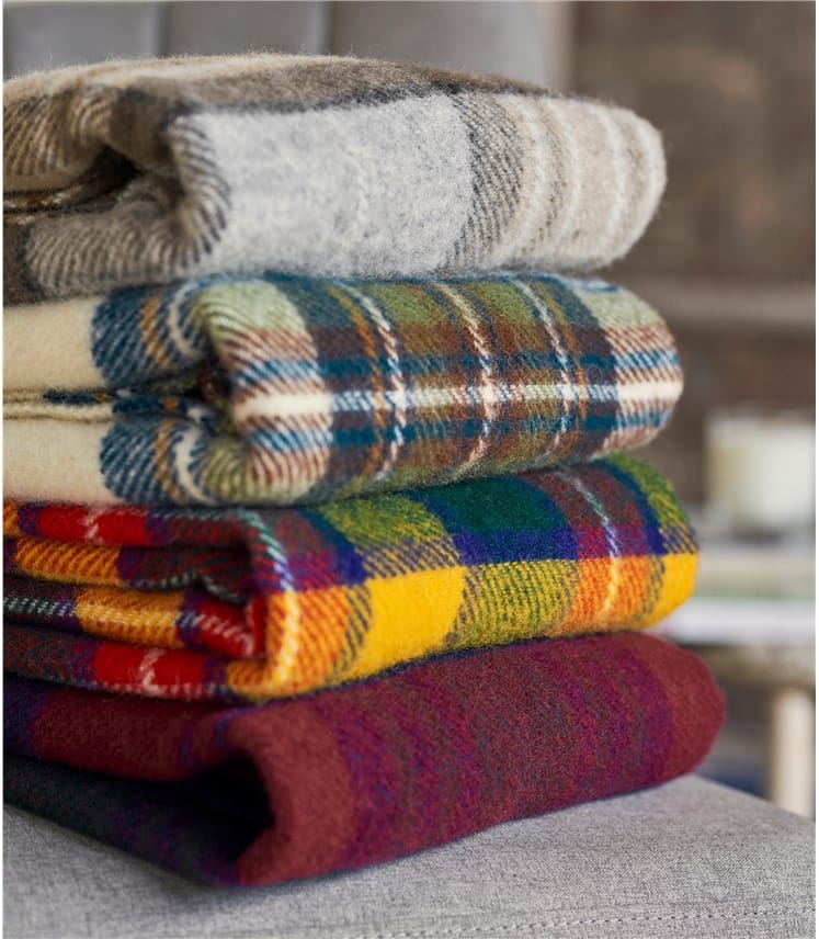 Pure Wool Tartan Small Blanket