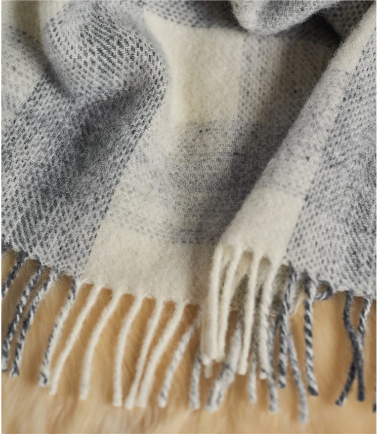 Slate | Pure New Wool Meadow Check Throw | WoolOvers UK