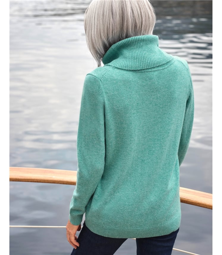 Pull col boule à manches longues - Femme - Cachemire & Mérinos