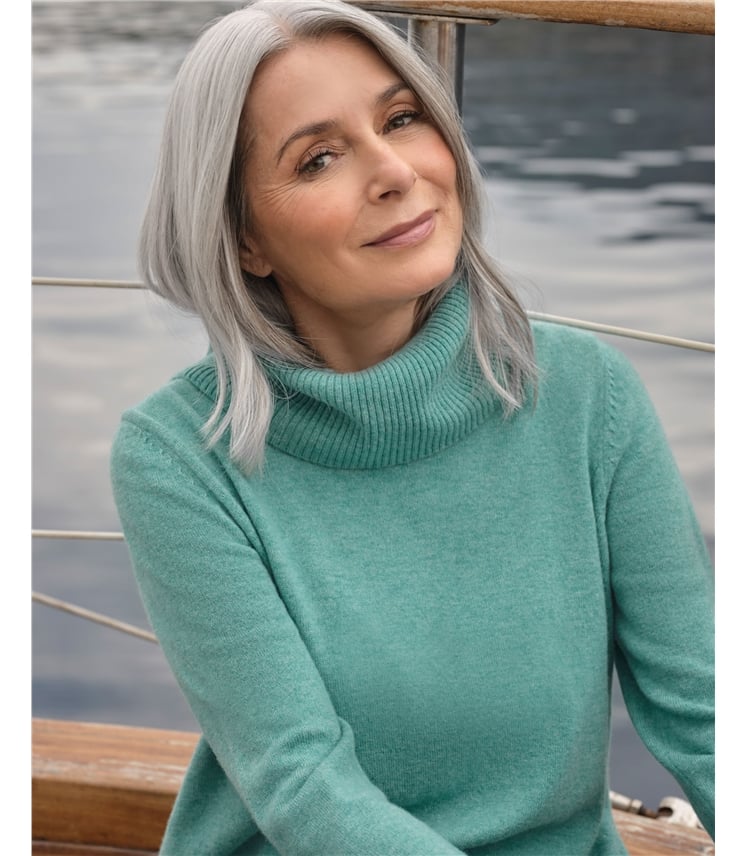 Pull col boule à manches longues - Femme - Cachemire & Mérinos