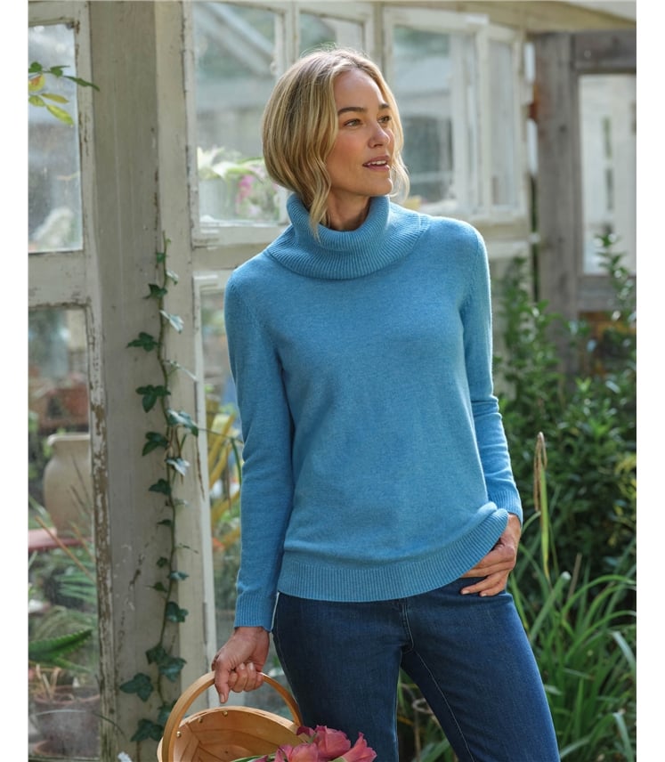 Pull col boule à manches longues - Femme - Cachemire & Mérinos