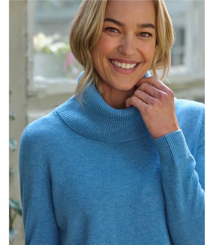 Pull col boule à manches longues - Femme - Cachemire & Mérinos