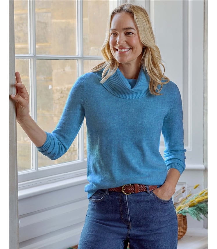 Cashmere And Merino Long Sleeve Cowl Neck Jumper
