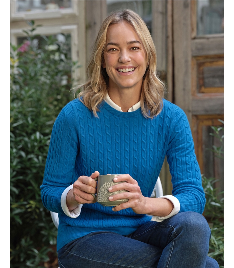 Cashmere Merino Cable Crew Neck Jumper