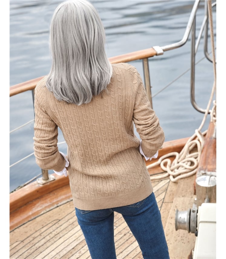 Cashmere Merino Cable Crew Neck Jumper