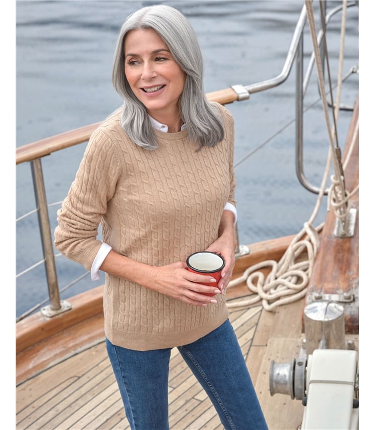Cashmere Merino Cable Crew Neck Jumper