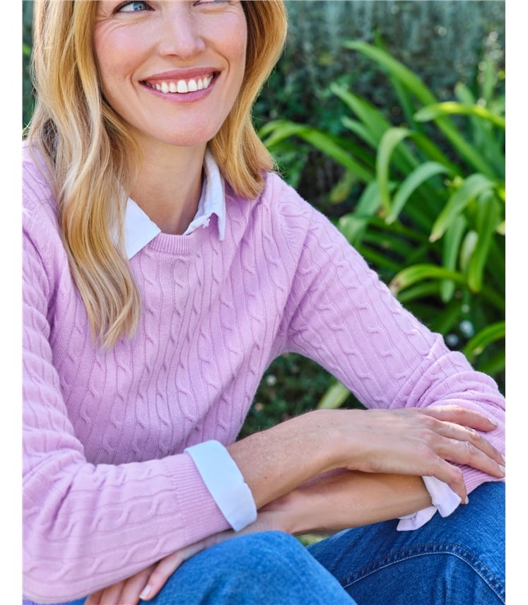 Pull torsadé à col rond - Femme - Cachemire & Mérinos