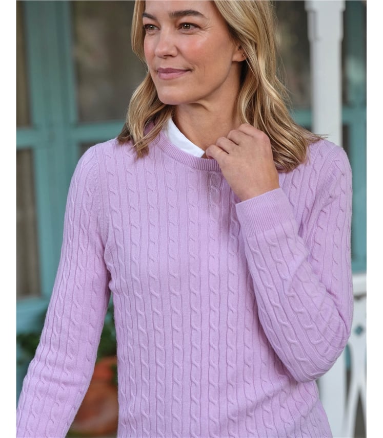 Pull torsadé à col rond - Femme - Cachemire & Mérinos