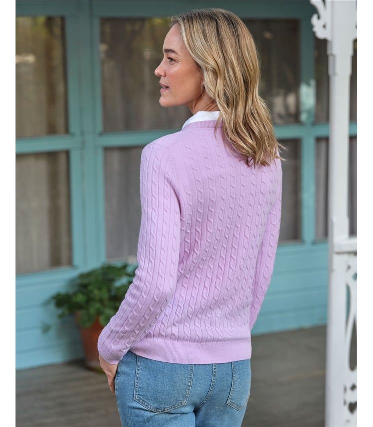 Pull torsadé à col rond - Femme - Cachemire & Mérinos