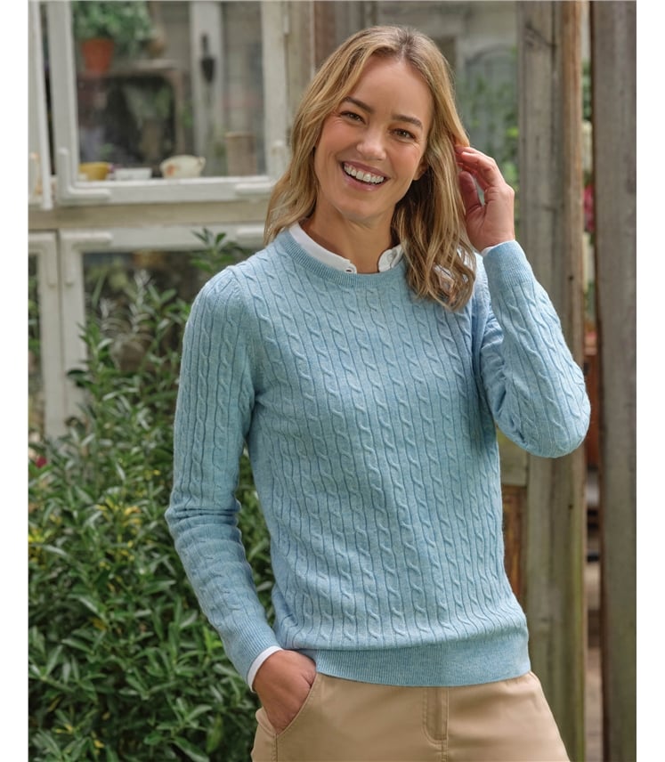 Pull torsadé à col rond - Femme - Cachemire & Mérinos