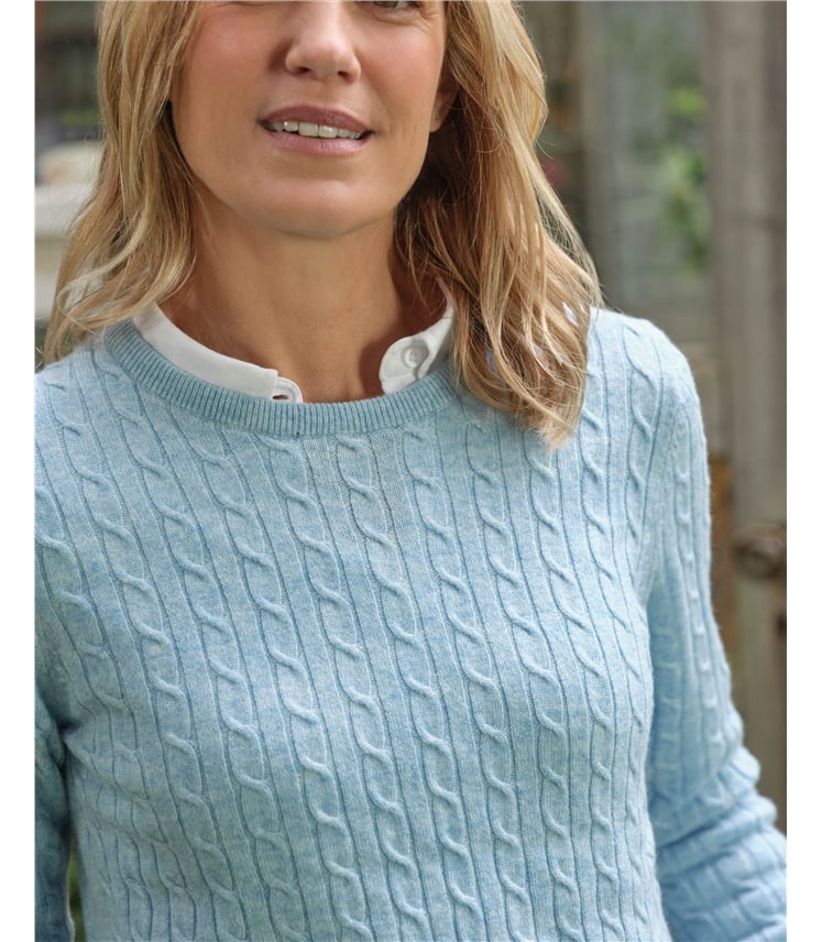 Pull torsadé à col rond - Femme - Cachemire & Mérinos