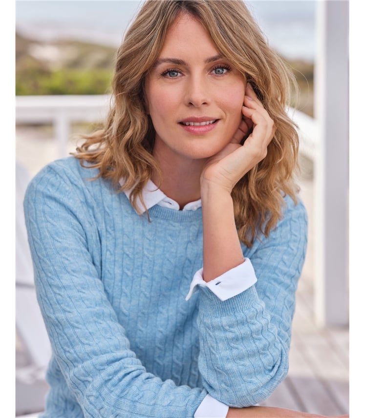 Pullover mit Rundhalsausschnitt aus Merinowolle und Kaschmir für Damen