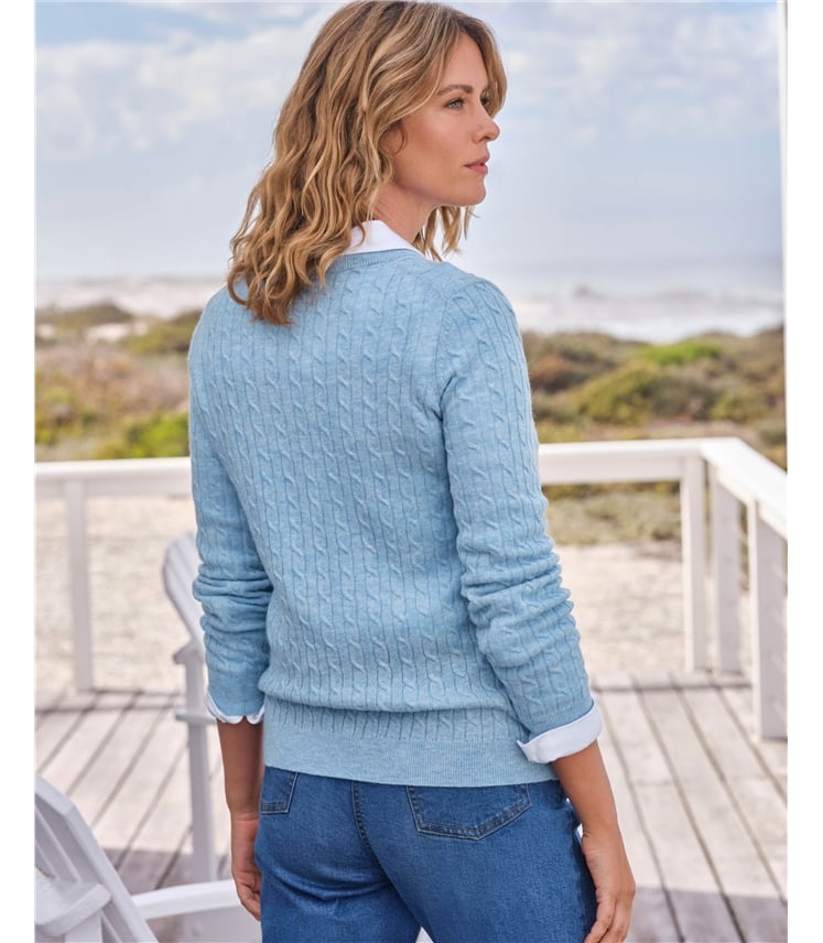 Pullover mit Rundhalsausschnitt aus Merinowolle und Kaschmir für Damen