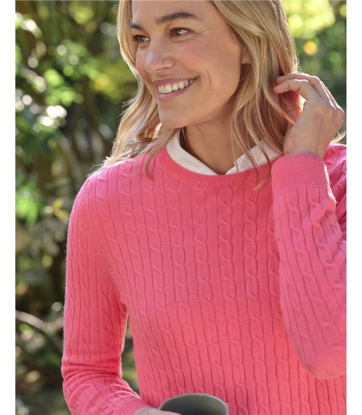 Pull torsadé à col rond - Femme - Cachemire & Mérinos