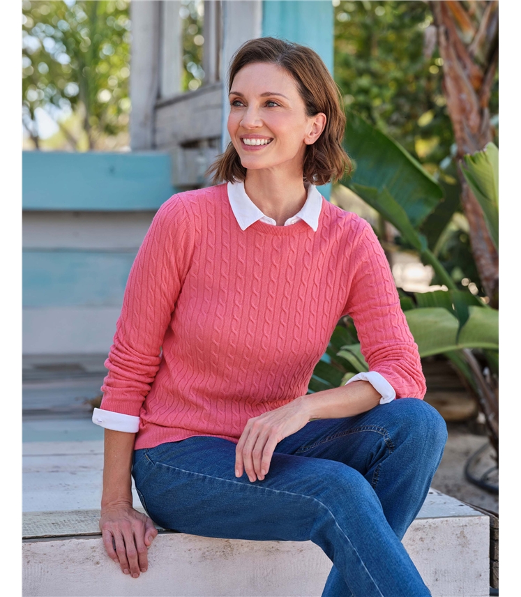 Cashmere Merino Cable Crew Neck Jumper