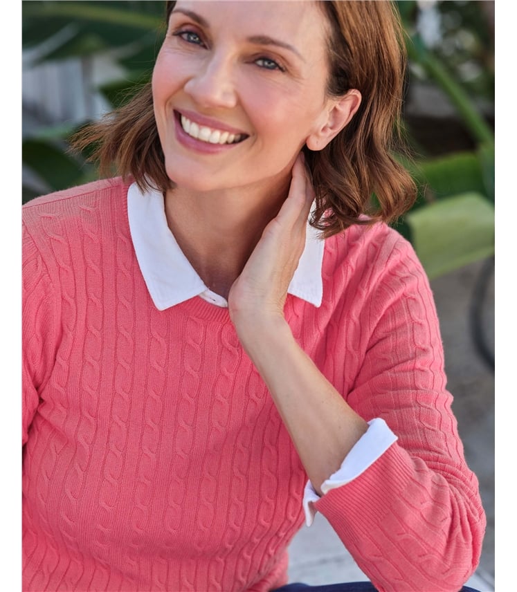 Cashmere Merino Cable Crew Neck Jumper