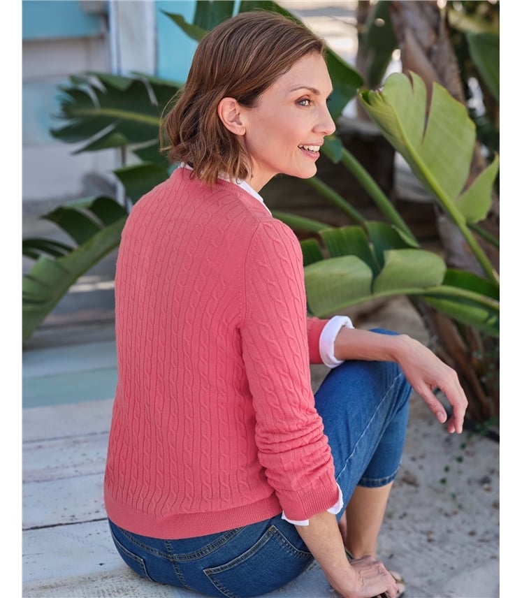 Cashmere Merino Cable Crew Neck Jumper