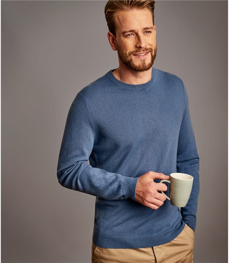 mens blue crew neck jumper