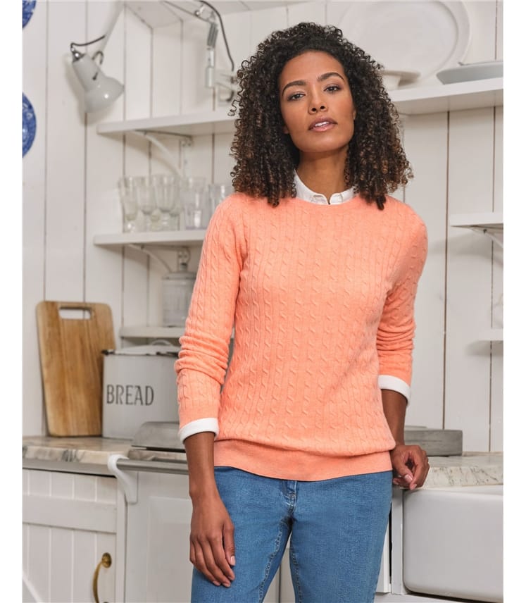 Cashmere Merino Cable Crew Neck Jumper