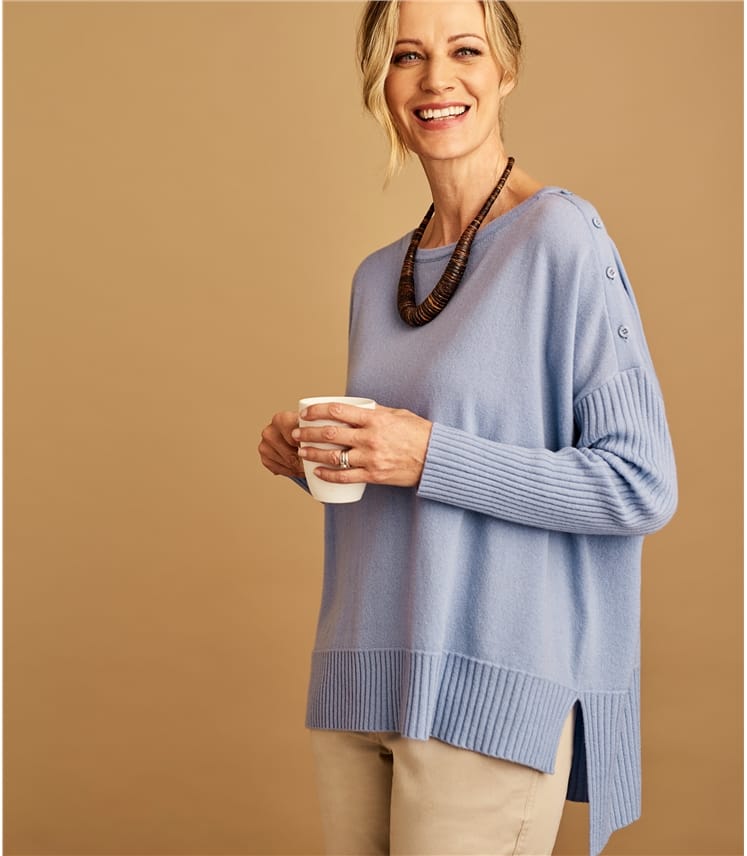 Boat Neck Premise Women's Sweaters Boat Neck Ribbed Sweater