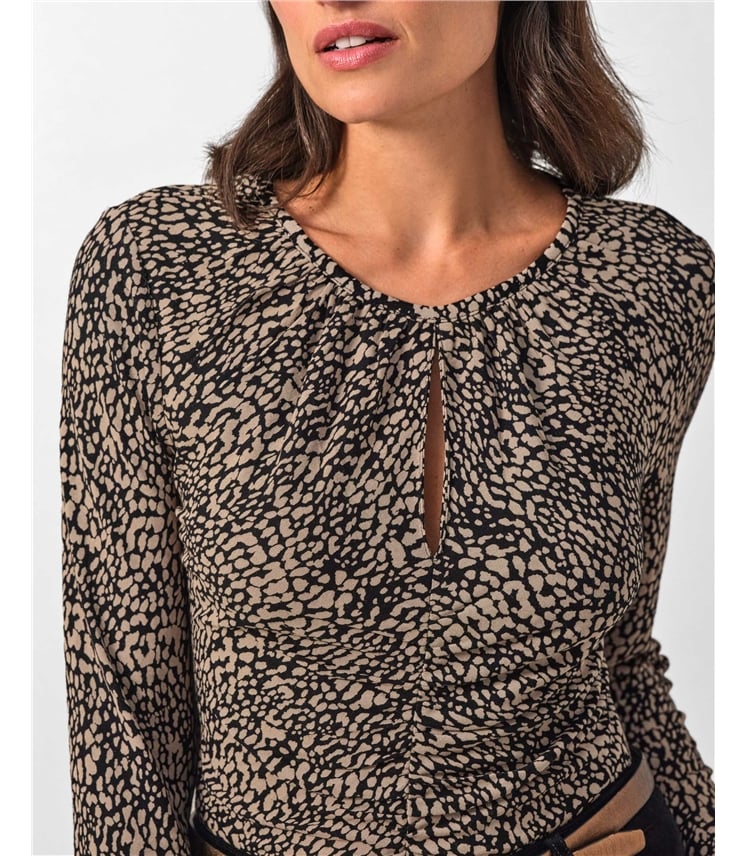 Gathered Front Long Sleeve Top
