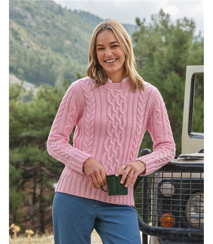 Pull irlandais à col rond - Femme - Pure Laine