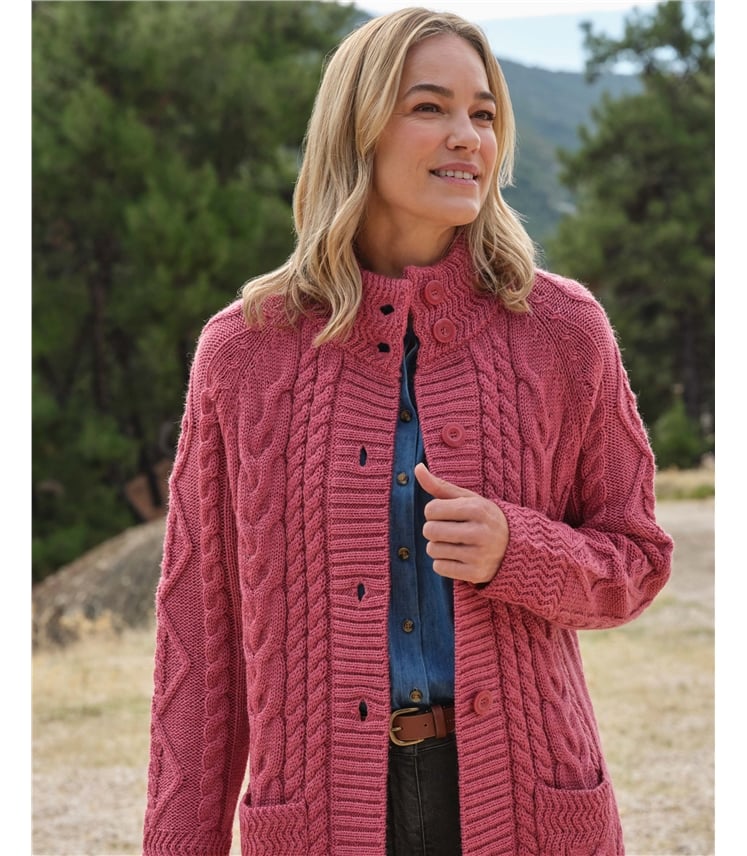 Manteau cardigan en maille irlandaise - Femme - Pure Laine