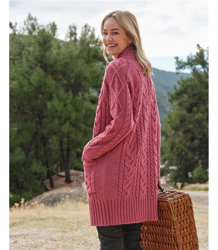 Manteau cardigan en maille irlandaise - Femme - Pure Laine