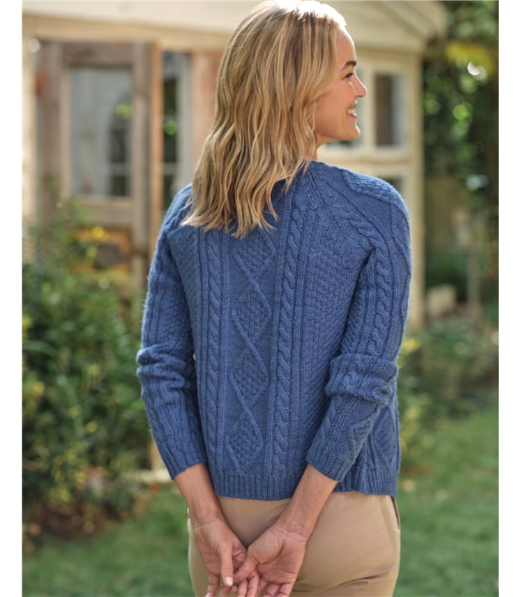 Strickjacke mit Zopfmuster aus reiner Wolle für Damen