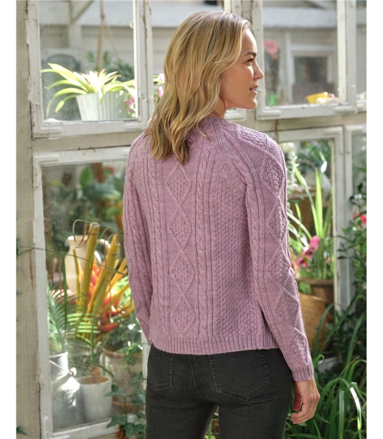 Strickjacke mit Zopfmuster aus reiner Wolle für Damen