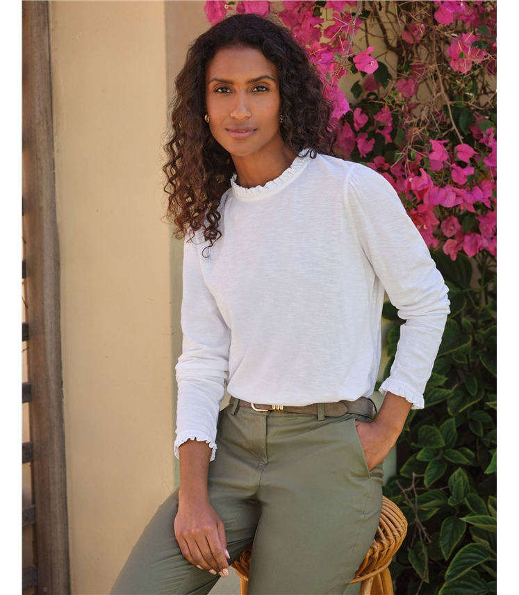 Ruffle Neck Jersey Top
