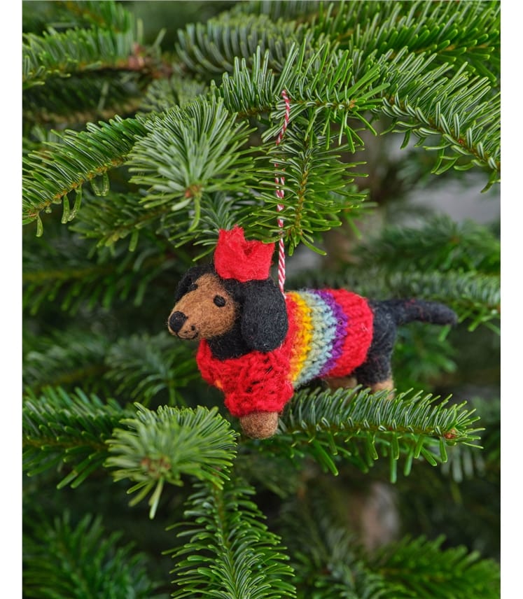 Monty Sausage Dog Christmas Decoration