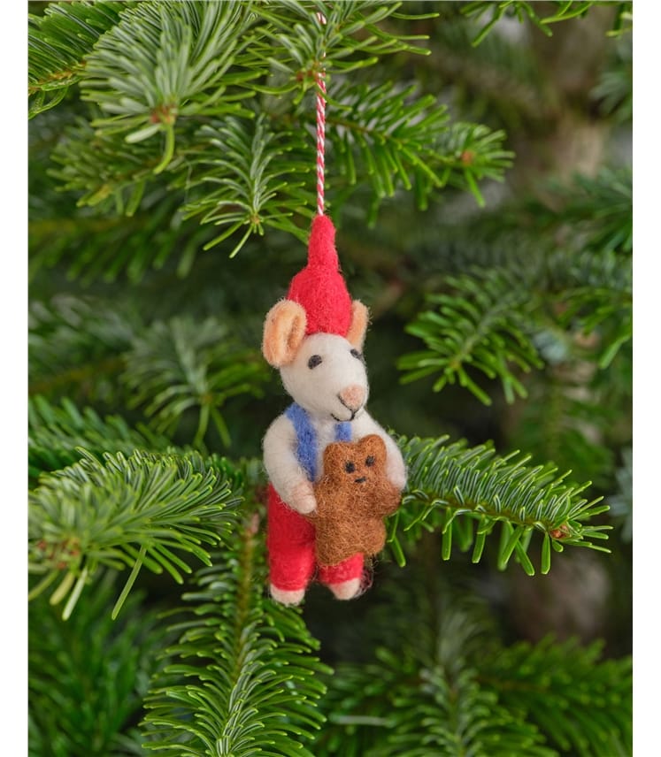 Baby Mouse With Teddy Christmas Decoration