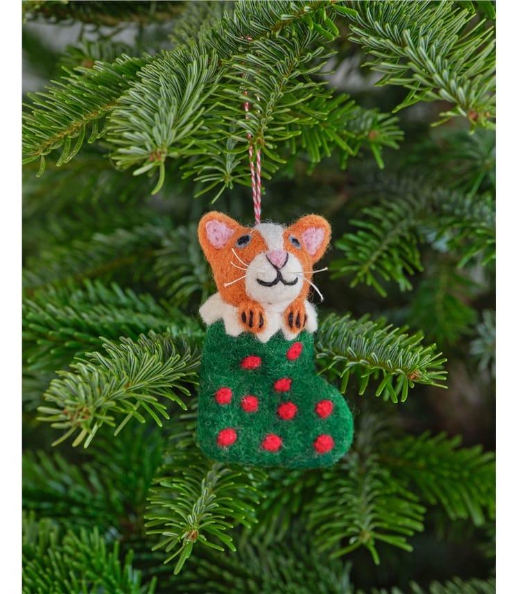 Catherine Cat In Stocking Christmas Decoration