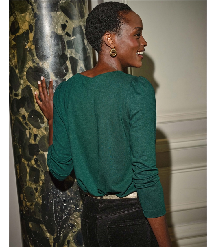 Plain Button Shoulder Top