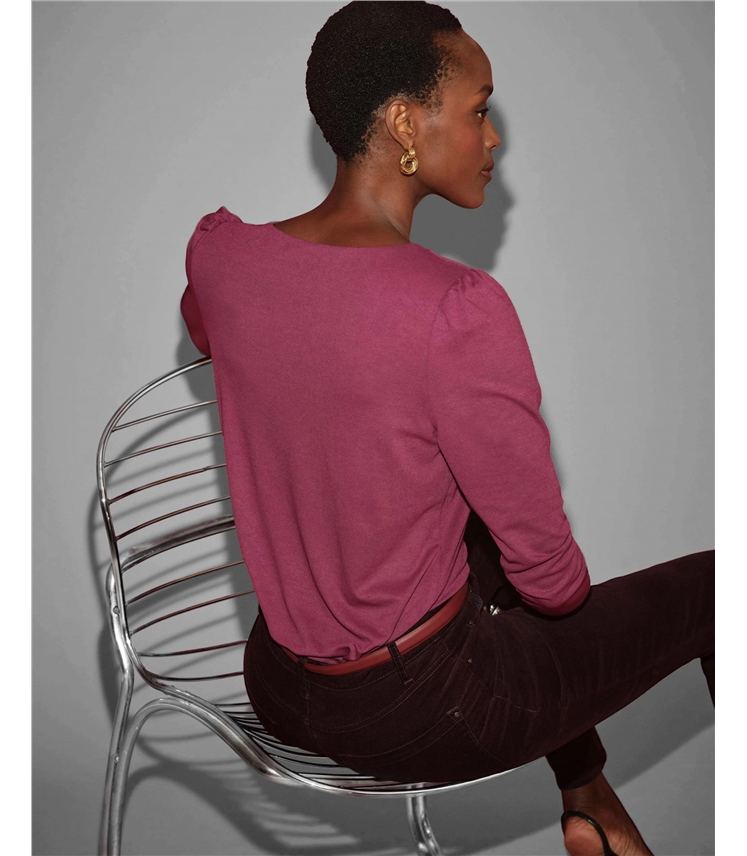 Plain Button Shoulder Top