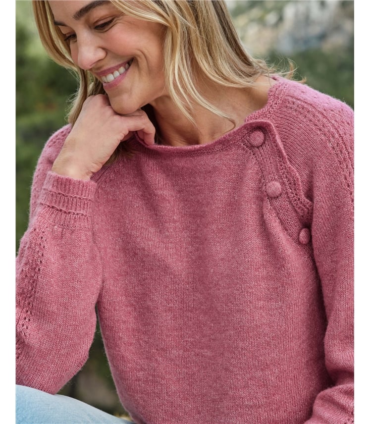 Pretty Pointelle Button Jumper