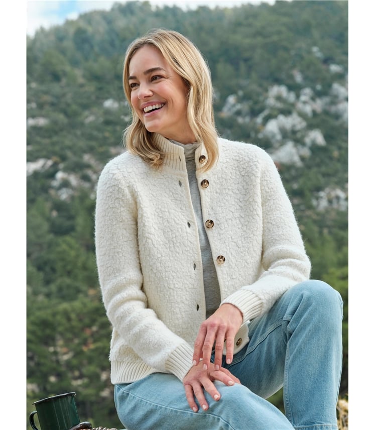 Veste à col cheminée en laine bouclée