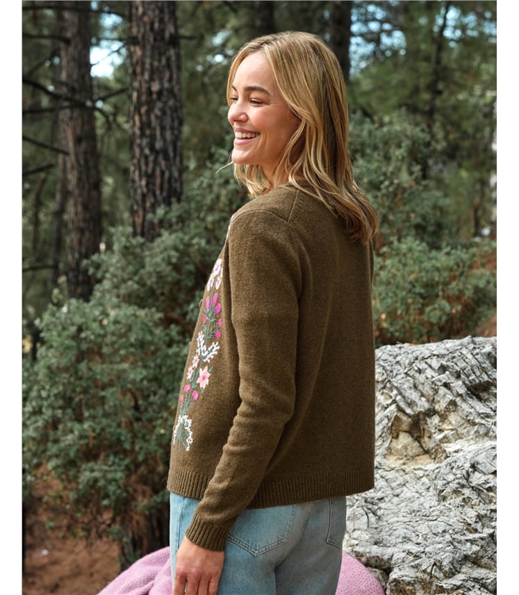 Vertical Floral Embroidered Cardigan