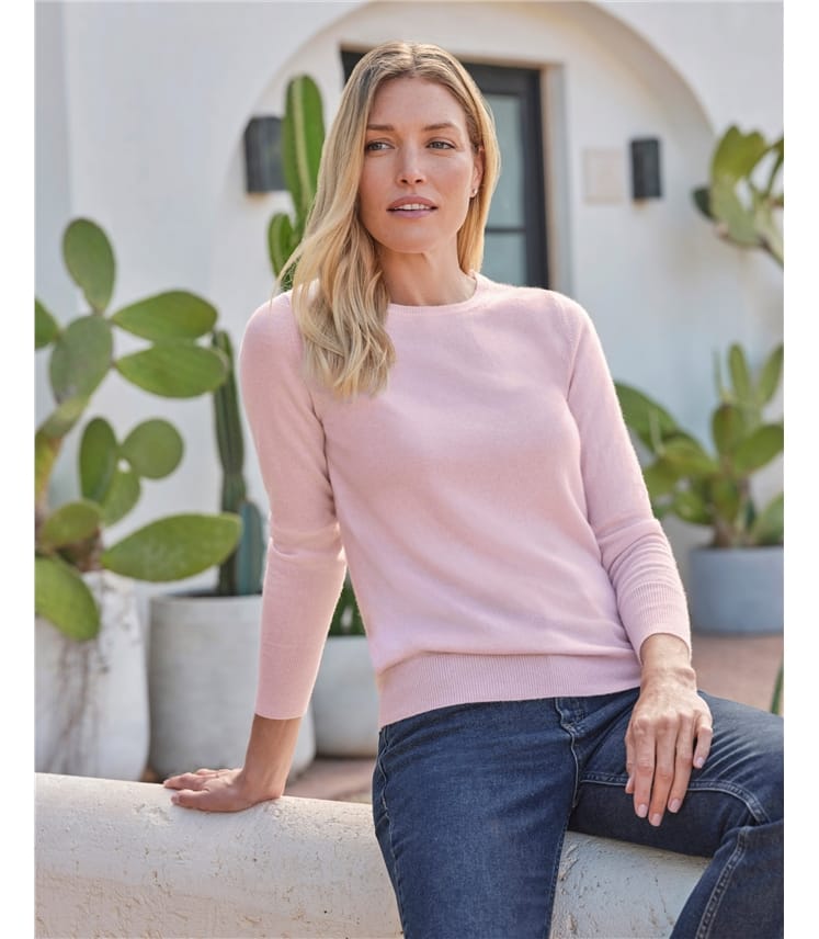 Kaschmir Strickjacke mit Rundhalsausschnit