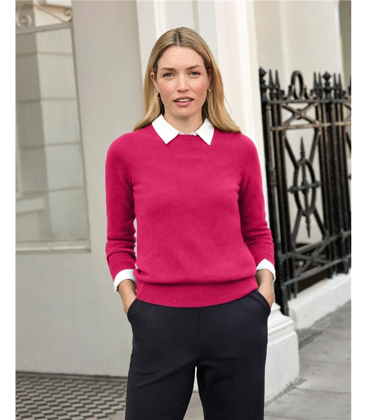 Kaschmir Strickjacke mit Rundhalsausschnit