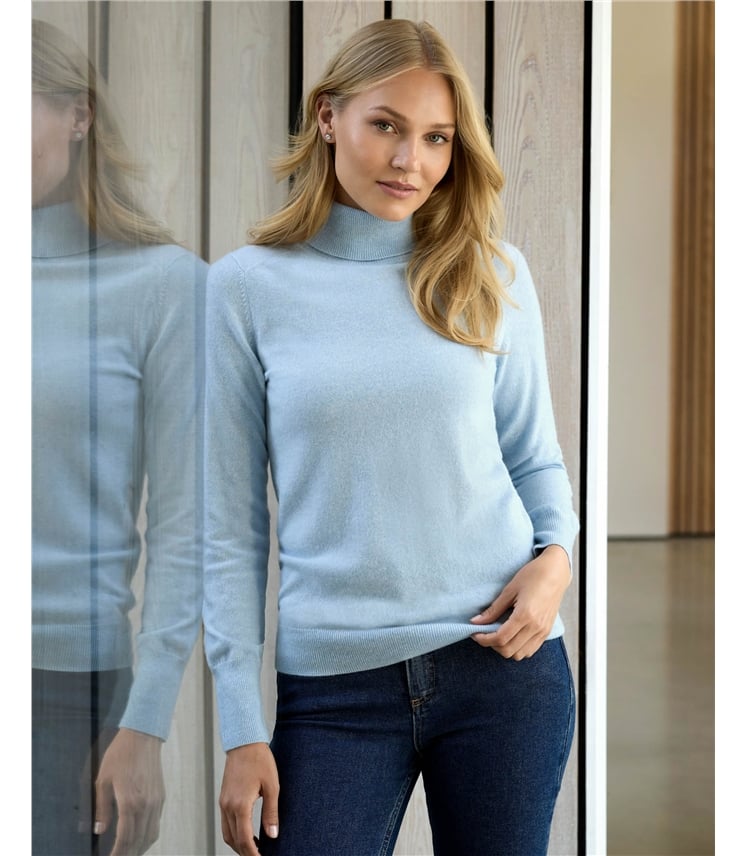 Womens Cashmere Polo Neck Sweater