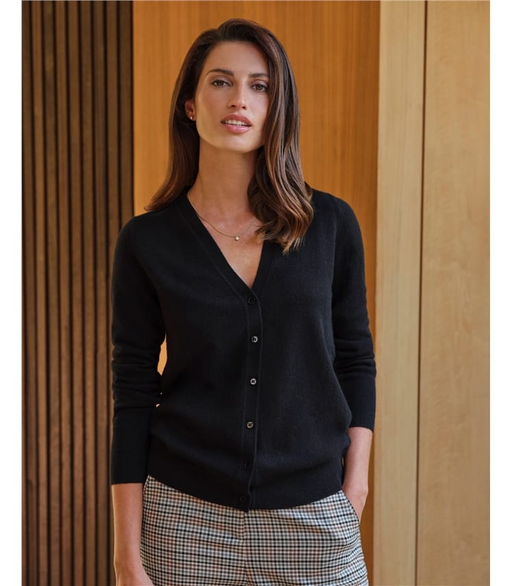 Kaschmir Strickjacke mit V-Ausschnitt