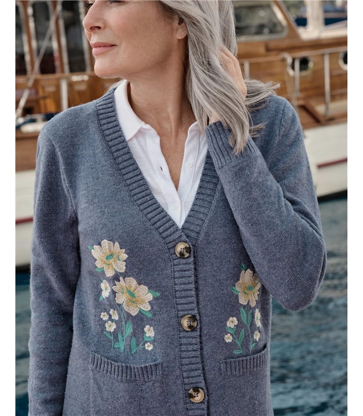 Floral Embroidered Cardigan