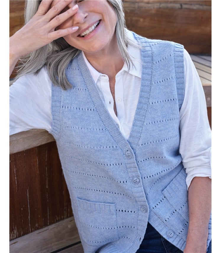 V Neck Pointelle Waistcoat